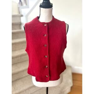 Geiger Red Boiled Wool Button Front Sleeveless Traditional German Vest